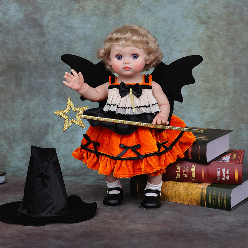 Cloveray 18-inch vinyl realistic reborn baby doll, Halloween-themed limited edition dolls