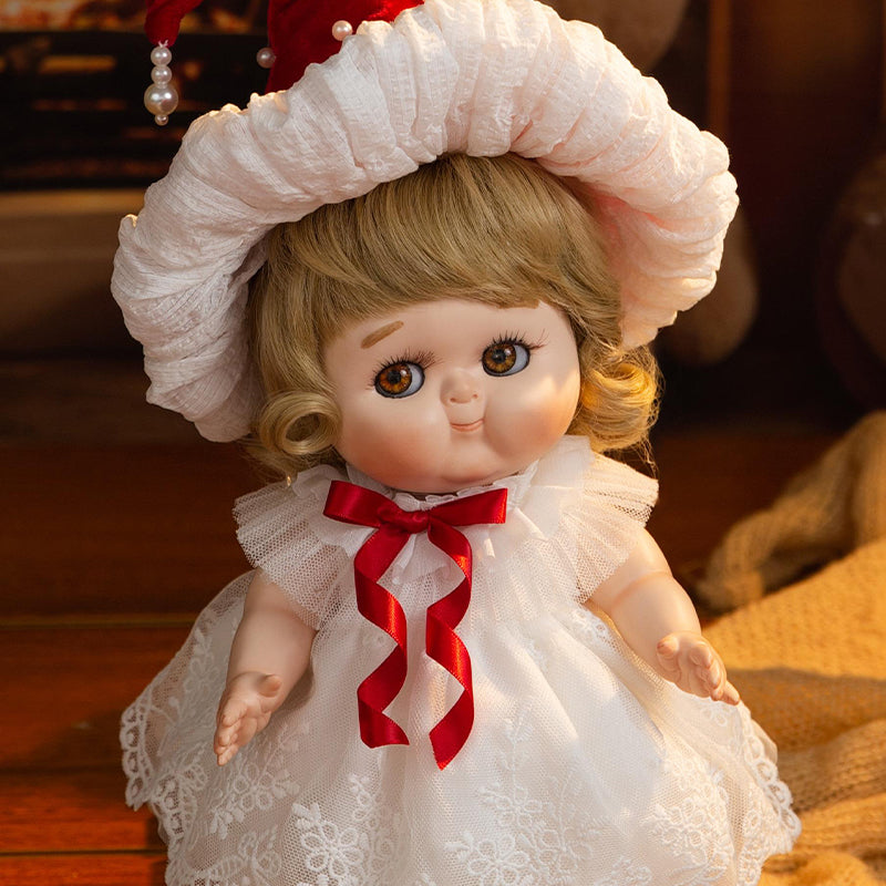 Cloveray 10-Inch High-Quality Porcelain Chubby Cheeks Adorable Little Girl Doll