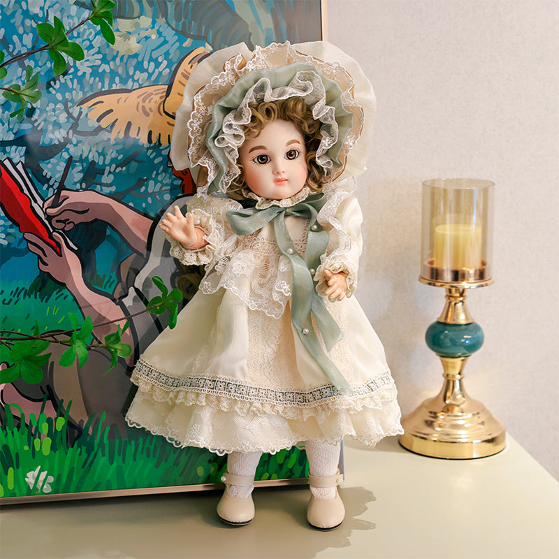 Cloveray 16‑inch Bisque Vintage Imperial Court Doll Grain Ball‑Jointed Doll (BJD) Dress‑Up Toy, Hand-Painted Doll for Girls