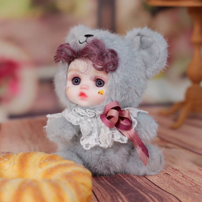 Cloveray 8 Inch High-Quality porcelain Cheeks Plush Gray Koala Hat Doll.