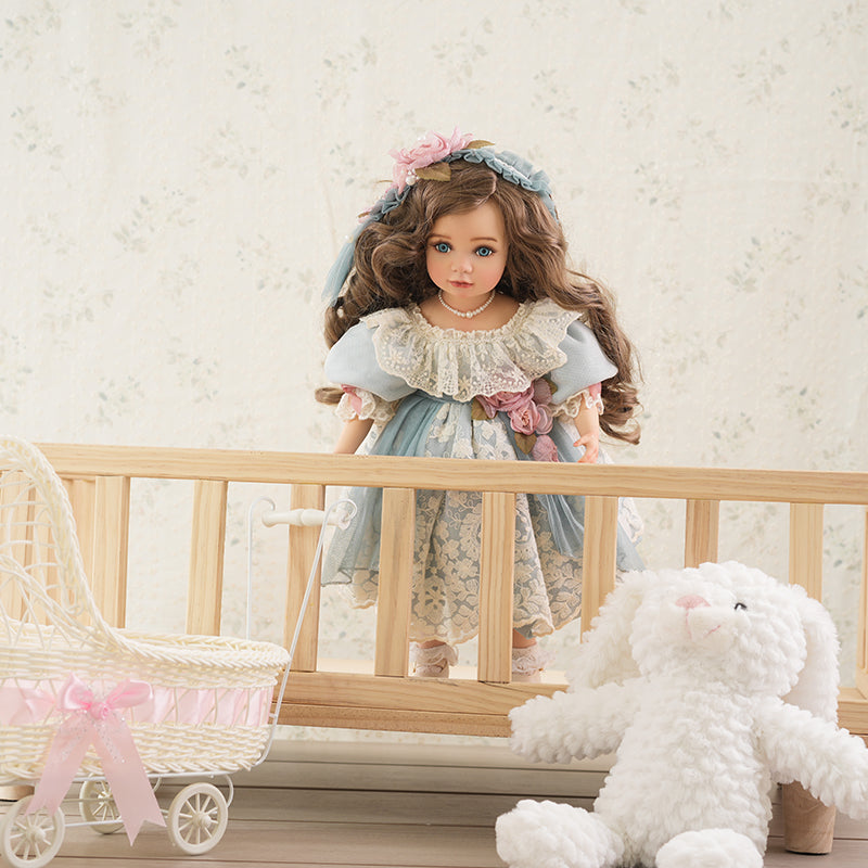 Cloveray 16-Inch Dolls Hand-Paint Vintage Porcelain Girl Dolls Collectible