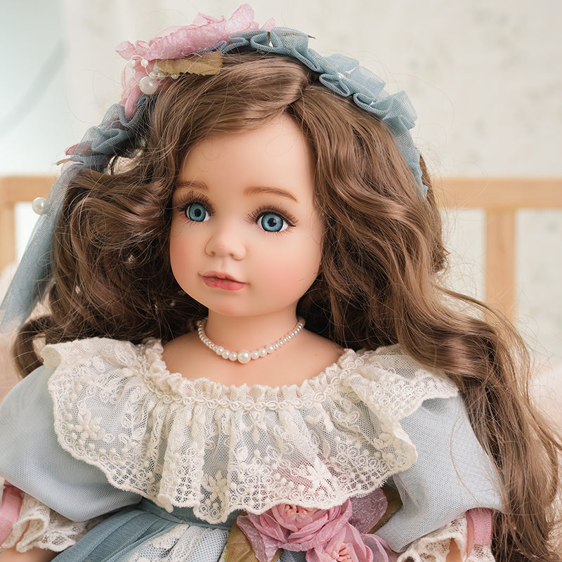 Cloveray 16-Inch Dolls Hand-Paint Vintage Porcelain Girl Dolls Collectible