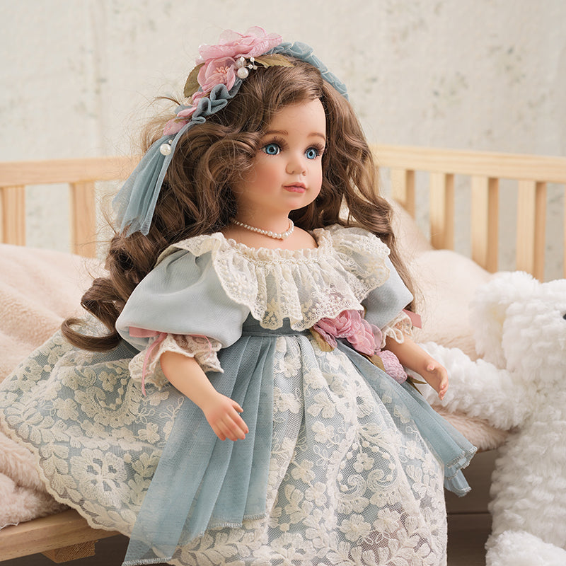 Cloveray 16-Inch Dolls Hand-Paint Vintage Porcelain Girl Dolls Collectible
