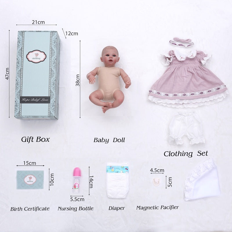 Cloveray 20 Inch Vinyl Reborn Baby Dolls wilt Soft Cloth Body Newborn Babe Dolls for Kids
