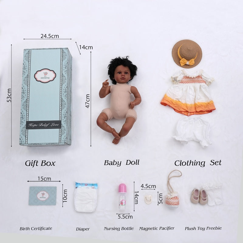 Cloveray Lifelike Reborn Black Baby Doll 24-inch Newborn Realistic Babe Doll for Kids