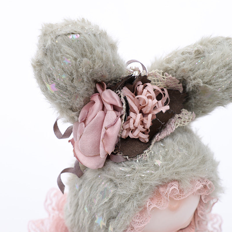 Cloveray 8 Inch High-Quality porcelain Crying Rabbit-Eared Mint Green Plush Doll