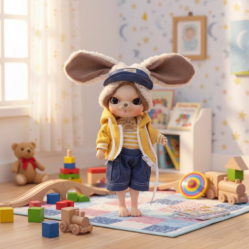 Cloveray Adorable 10 Inch Porcelain Dress-up Baby Yollow Rabbit Dolls (BJD)