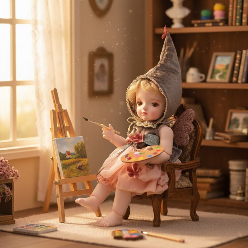 Cloveray 20-Inch Aimee Articulated Doll with Hand-Rooted Curls & Detailed Gown.