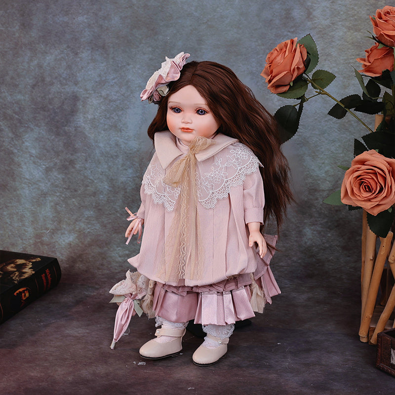 Cloveray18-Inch Classical Dress Blonde Porcelain Princess Doll(Light Pink)