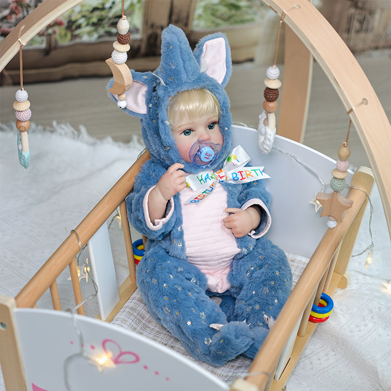 Blue baby elephant doll 18-inch all-vinyl reborn doll