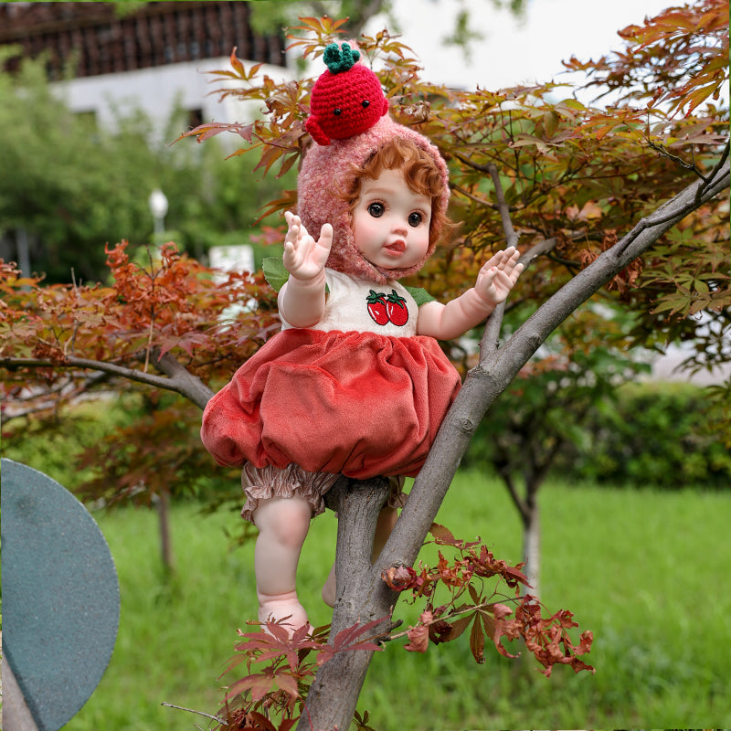 Cloveray 18 Inch Vinyl Lifelike Reborn Baby Doll in Tomato Costume