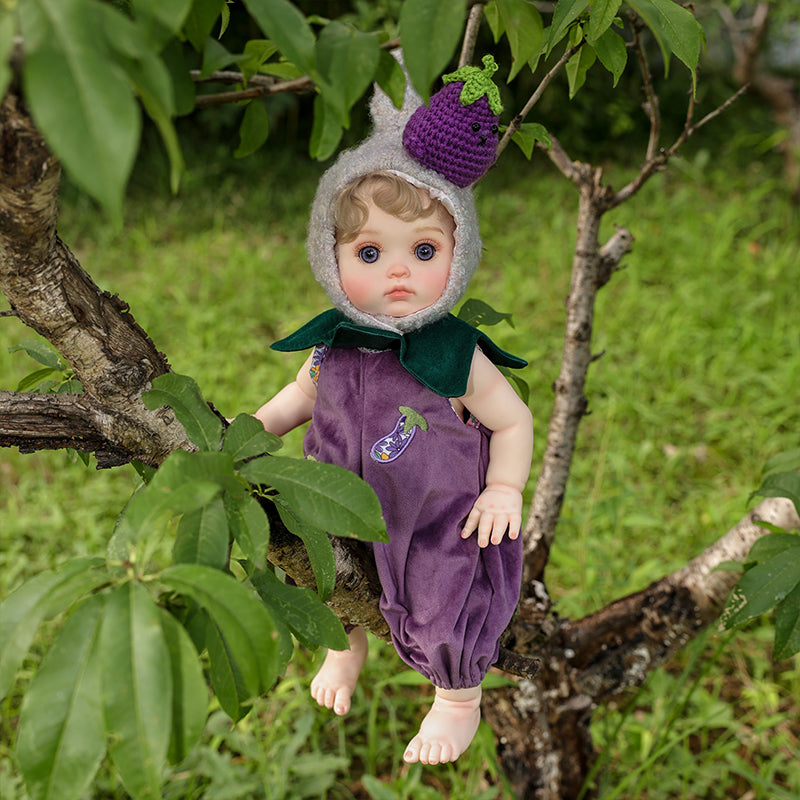 Cloveray 18 Inch Vinyl Lifelike Reborn Baby Doll in Eggplant Costume