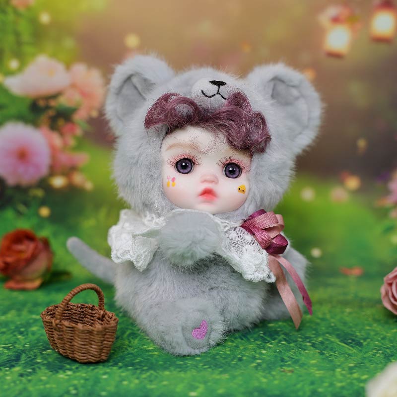 Cloveray 8 Inch High-Quality porcelain Cheeks Plush Gray Koala Hat Doll.