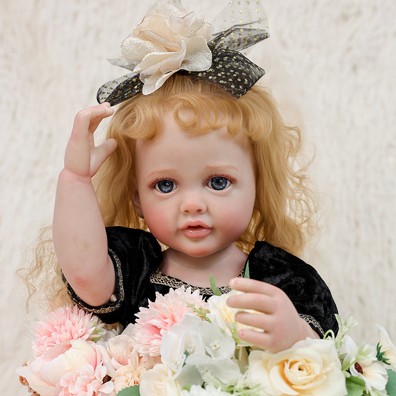Cloveray 22-inch Retro Plaid dress enamel doll