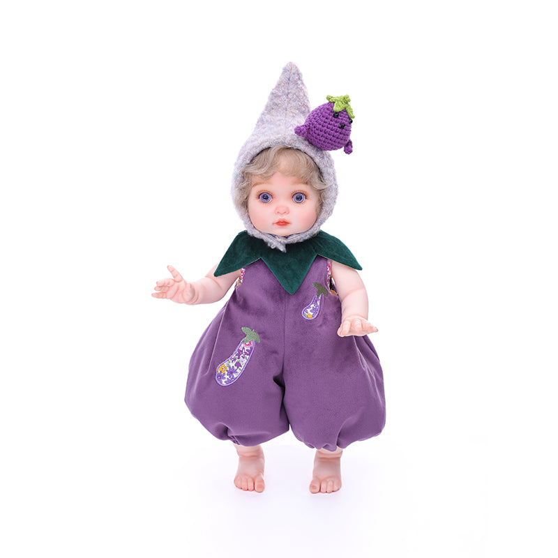 Cloveray 18 Inch Vinyl Lifelike Reborn Baby Doll in Eggplant Costume