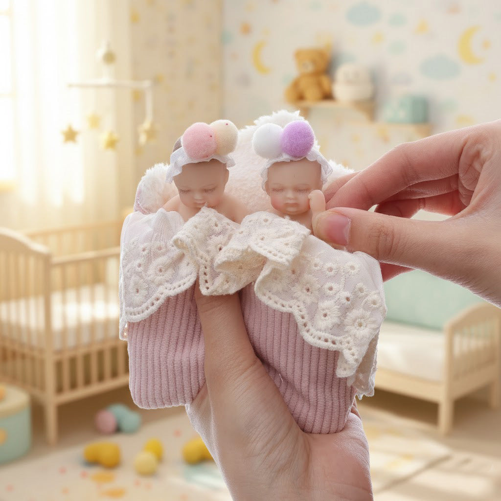 Cloveray Lifelike Silicone Reborn twins Baby Doll 4Inch