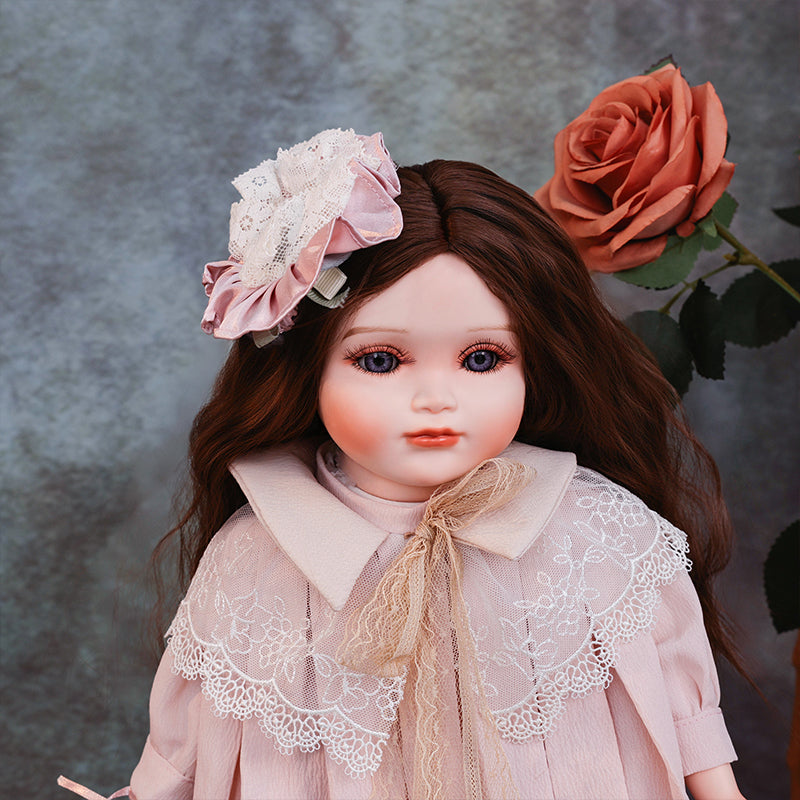 Cloveray18-Inch Classical Dress Blonde Porcelain Princess Doll(Light Pink)