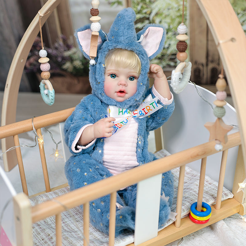 Blue baby elephant doll 18-inch all-vinyl reborn doll