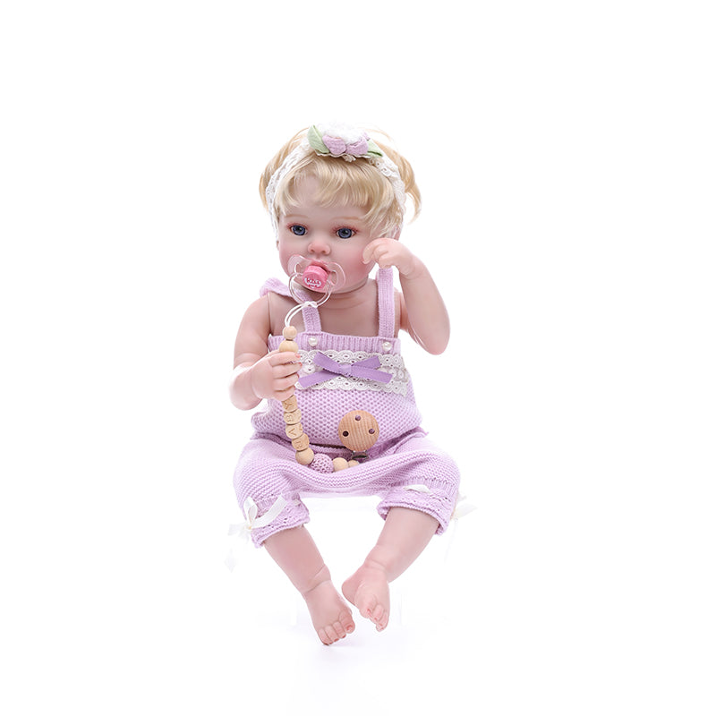 Cloveray 20 Inch Lifelike Reborn Baby Doll with Light Purple Jumpsuit