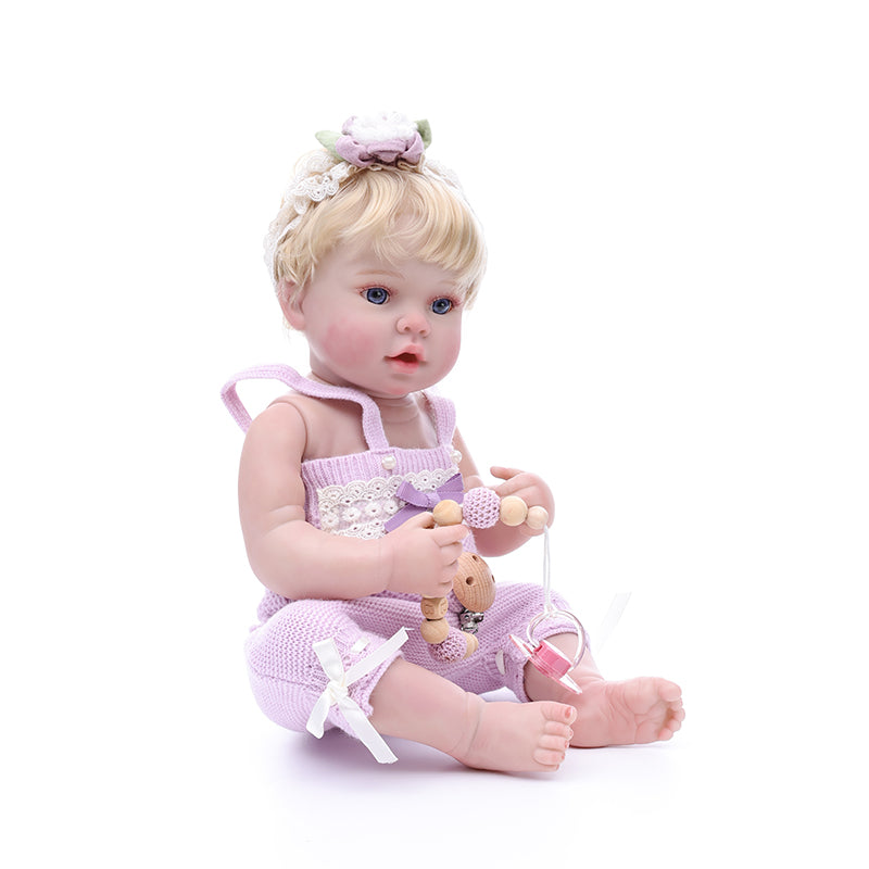 Cloveray 20 Inch Lifelike Reborn Baby Doll with Light Purple Jumpsuit
