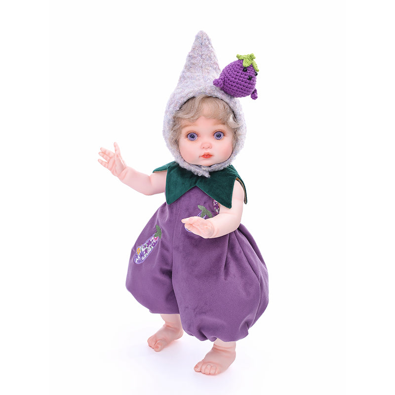 Cloveray 18 Inch Vinyl Lifelike Reborn Baby Doll in Eggplant Costume