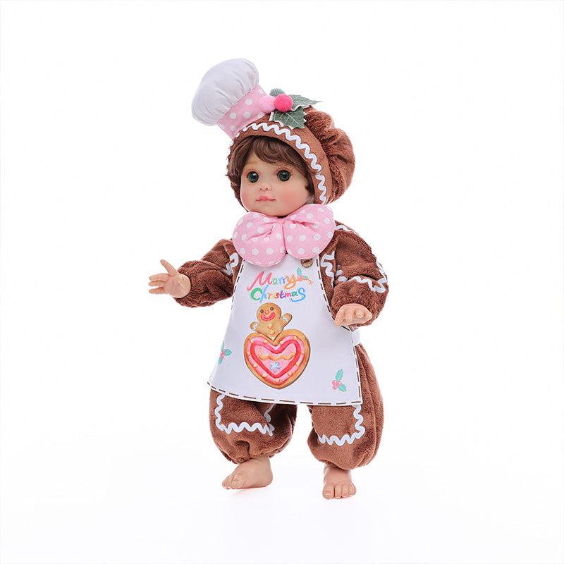 Cloveray 18 Inch Vinyl Lifelike Reborn Baby Doll in Brown Little Chef Christmas Costume