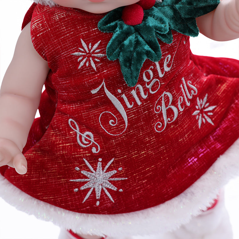 Cloveray 18 Inch Vinyl Lifelike Reborn Baby Doll in Festive Red Christmas Costume
