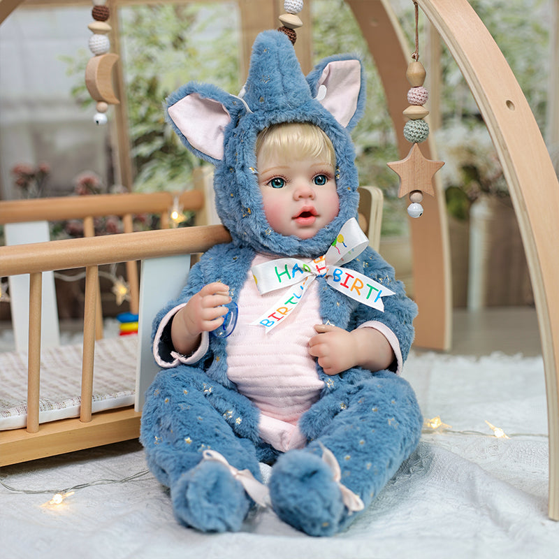 Blue baby elephant doll 18-inch all-vinyl reborn doll