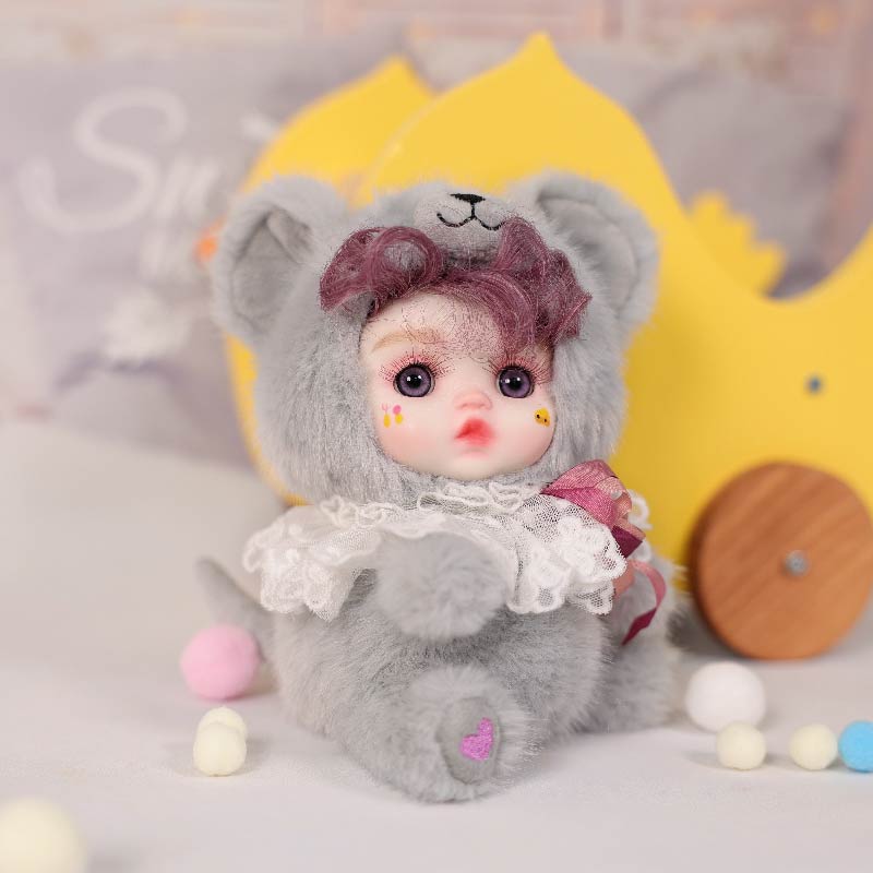 Cloveray 8 Inch High-Quality porcelain Cheeks Plush Gray Koala Hat Doll.