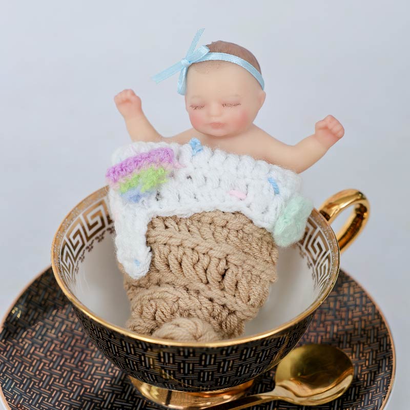 Cloveray Lifelike Silicone Reborn Girl Baby Doll 4Inch