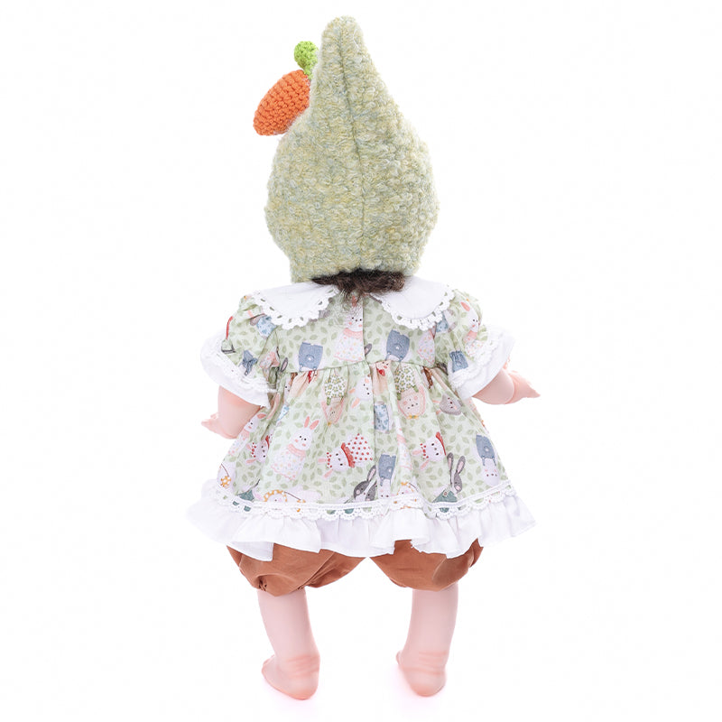 Cloveray 18 Inch Reborn Baby Doll in Floral Dress with Light Green Pixie Hood