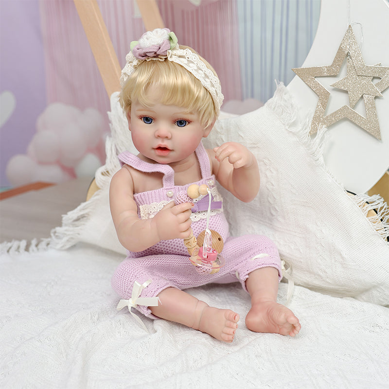 Cloveray 20 Inch Lifelike Reborn Baby Doll with Light Purple Jumpsuit