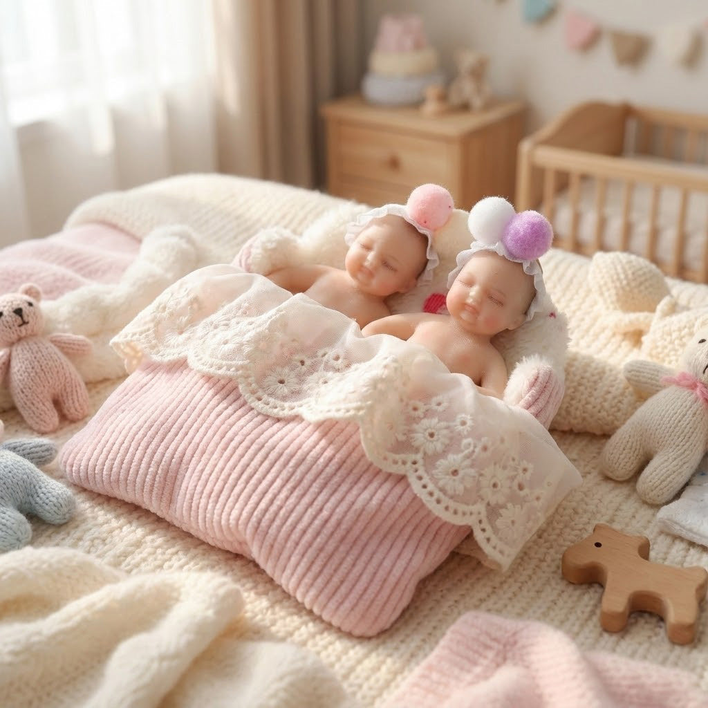 Cloveray Lifelike Silicone Reborn twins Baby Doll 4Inch
