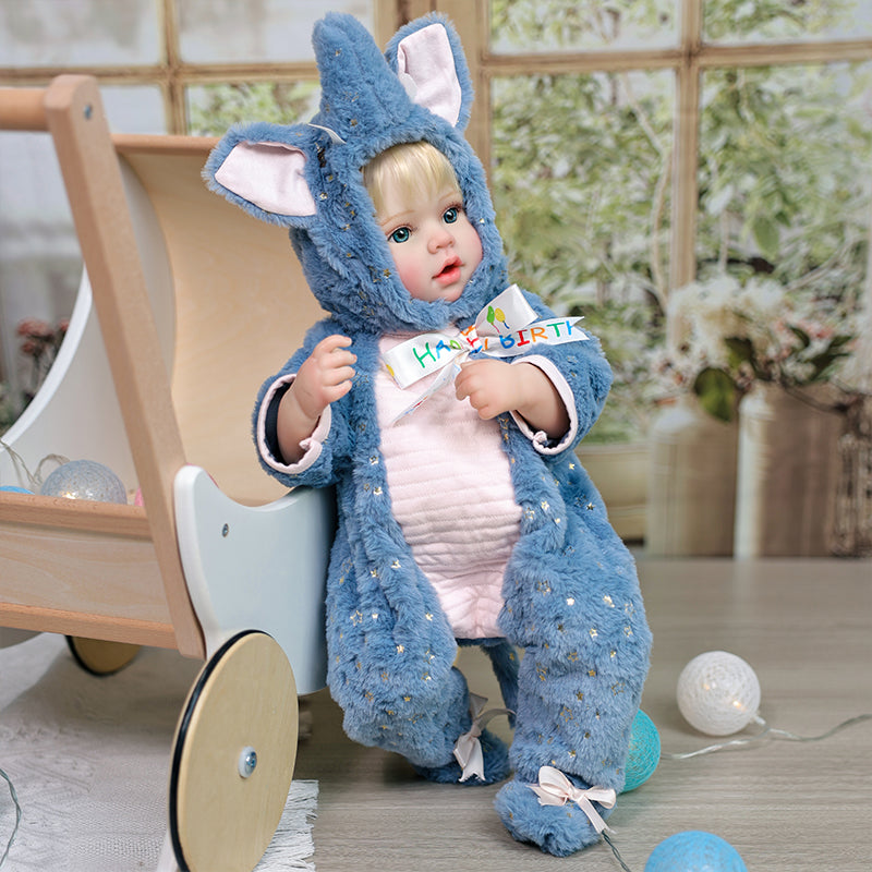Blue baby elephant doll 18-inch all-vinyl reborn doll
