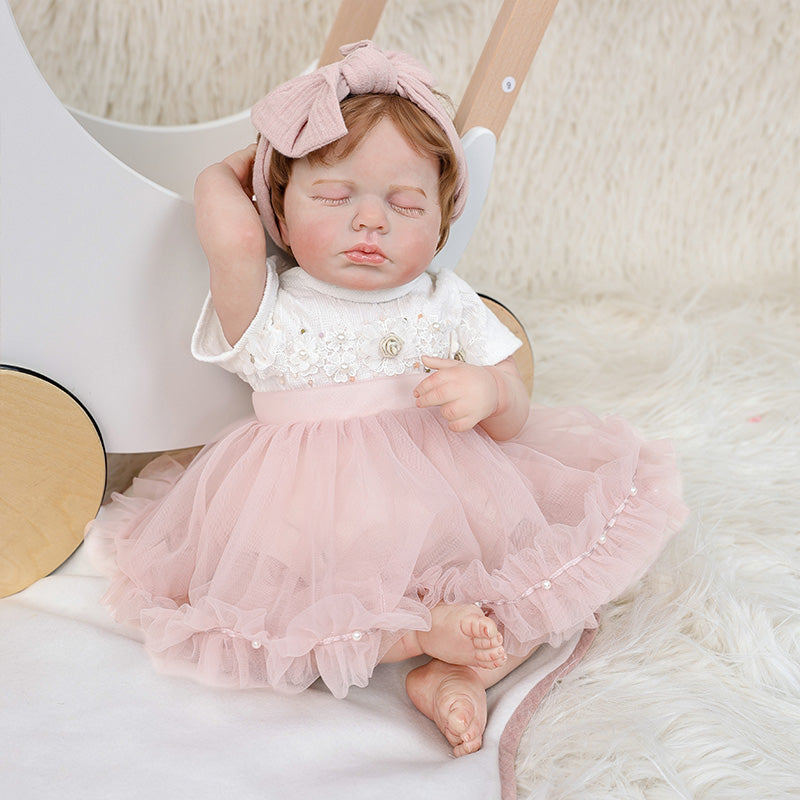 Cloveray 20 Inch Liftlike Reborn Baby Doll Wear Light Pink Bow