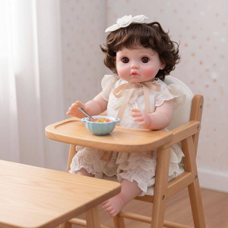 Cloveray 18-Inch Full-Body Vinyl Simulation Doll | Hand-Painted Makeup & Articulated Joints | Lace Embroidery Princess Outfit