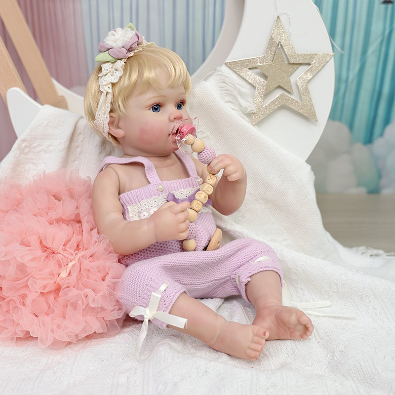 Cloveray 20 Inch Lifelike Reborn Baby Doll with Light Purple Jumpsuit