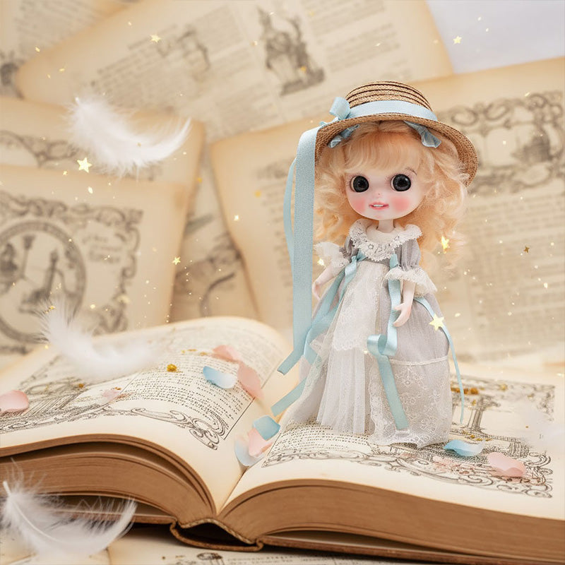 blue givenchy dress Cloveray 12-inch Big Eyes Porcelain Princess Doll with a Hat
