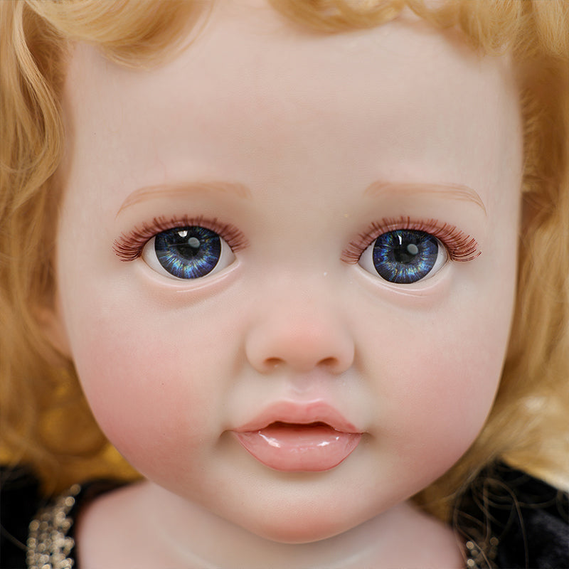 Cloveray 22-inch Retro Plaid dress enamel doll