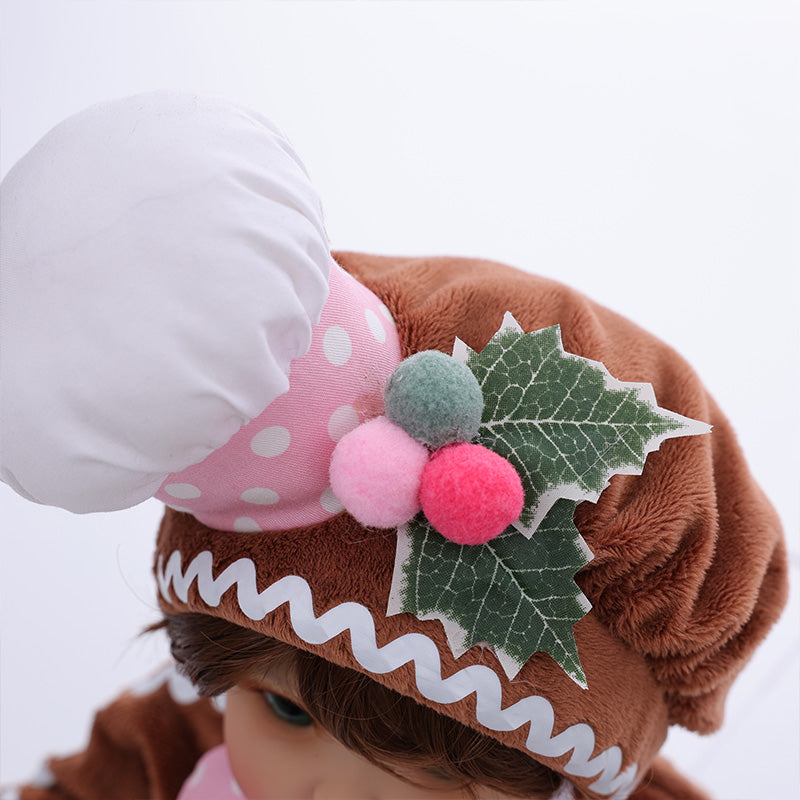 Cloveray 18 Inch Vinyl Lifelike Reborn Baby Doll in Brown Little Chef Christmas Costume