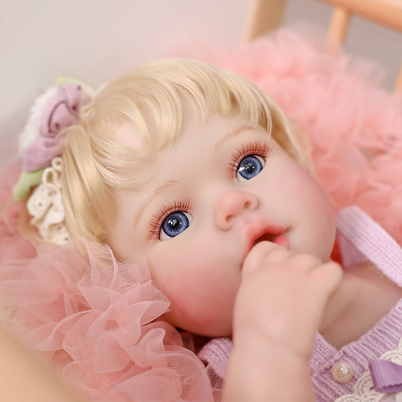 Cloveray 20 Inch Lifelike Reborn Baby Doll with Light Purple Jumpsuit