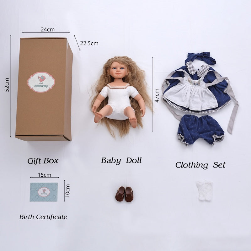 Cloveray Hand-painted Porcelain Pastoral Doll Toy 22 Inch For Children Birthday Gifts