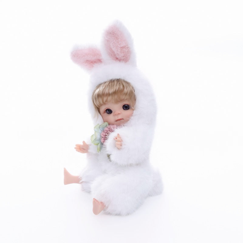 Cloveray Premium Plush Bunny Baby Doll 10 inch Ultra-Soft Animal Costume Doll Toy Collectible Name Coco