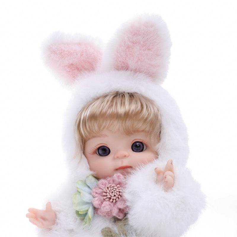 Cloveray Premium Plush Bunny Baby Doll 10 inch Ultra-Soft Animal Costume Doll Toy Collectible Name Coco