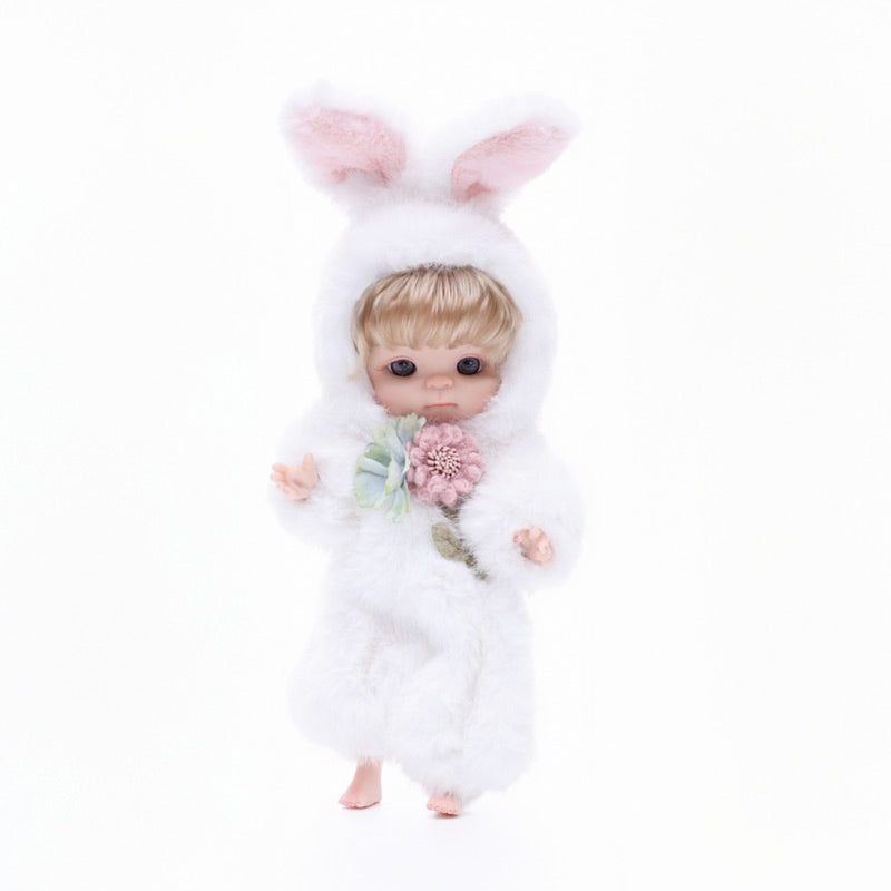Cloveray Premium Plush Bunny Baby Doll 10 inch Ultra-Soft Animal Costume Doll Toy Collectible Name Coco