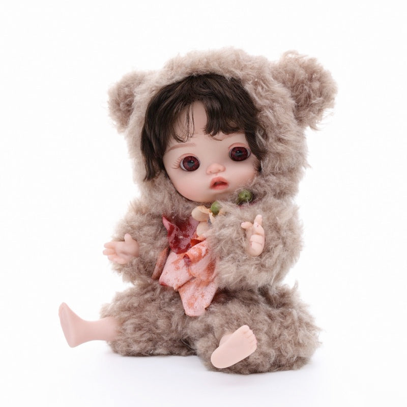 Cloveray Mini Plush Baby Doll 10 inch in Fuzzy Sheep Hoodie with Floral Bow Accent Name Coco