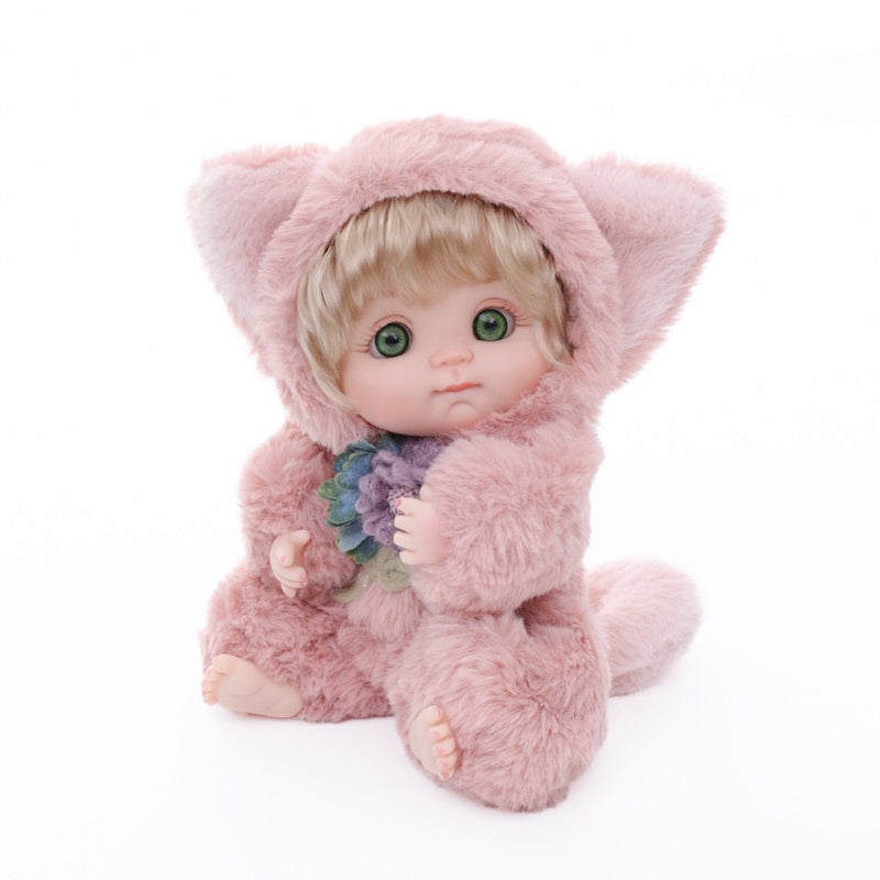 Cloveray Premium Plush Fox Baby Doll 10 inch Ultra-Soft Animal Costume Toy Dolls Name Coco