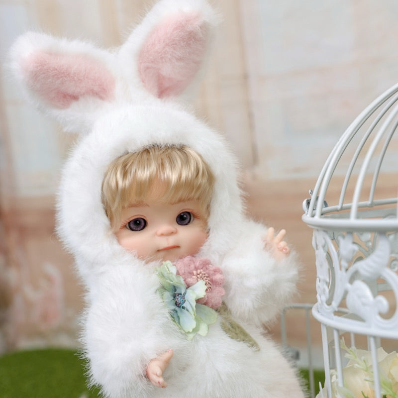 Cloveray Premium Plush Bunny Baby Doll 10 inch Ultra-Soft Animal Costume Doll Toy Collectible Name Coco
