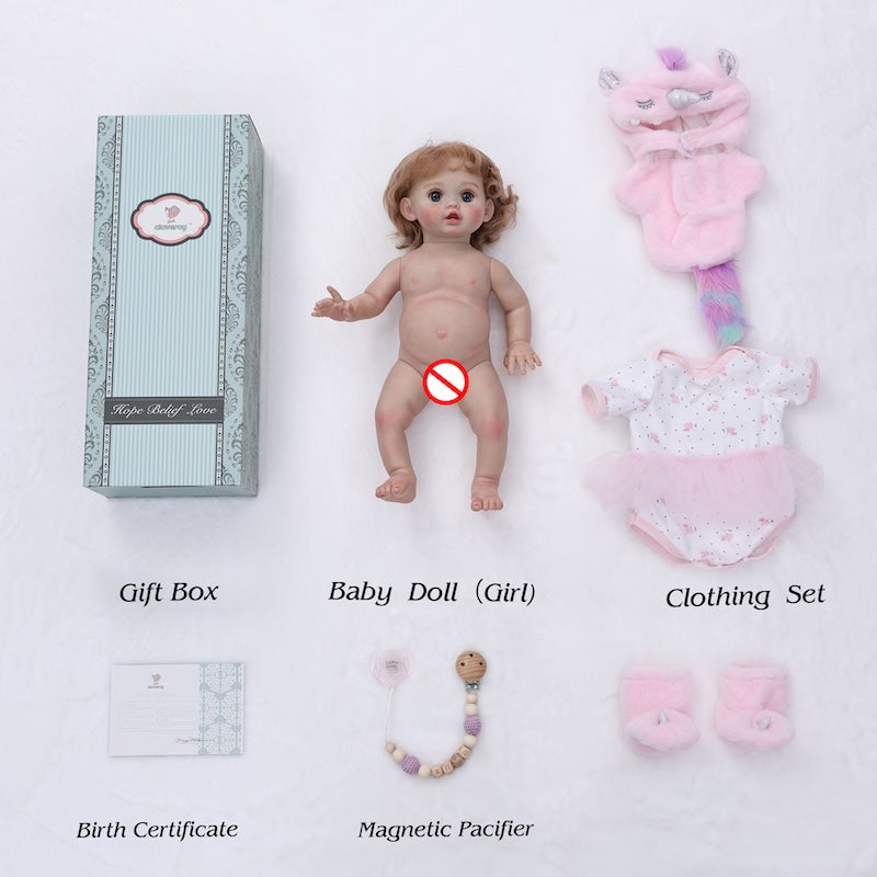 Cloveray Lifelike Hard Vinyl Reborn Baby Doll 18 Inch for Kids Birthday Gifts