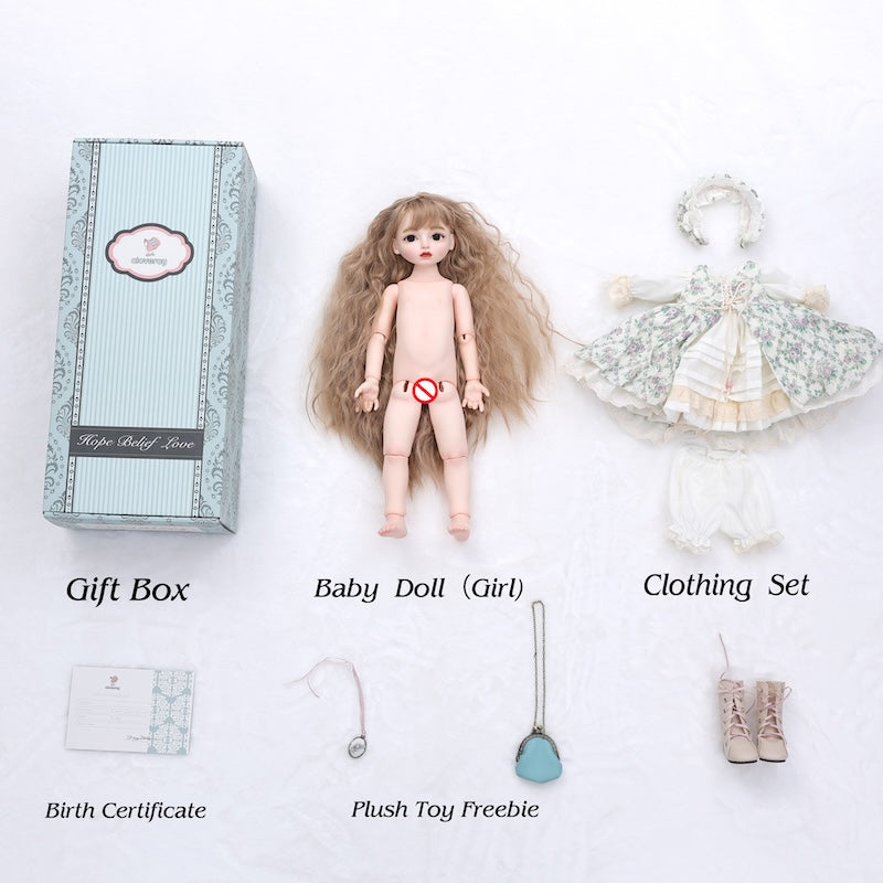 Cloveray Victorian Adorable Vinyl Ball‑Jointed Doll 18‑Inch Collectible Doll